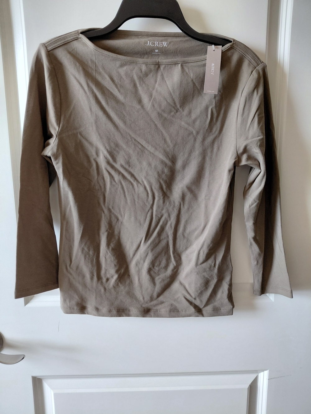J. Crew Women's Long-Sleeve Boatneck Top in Taupe